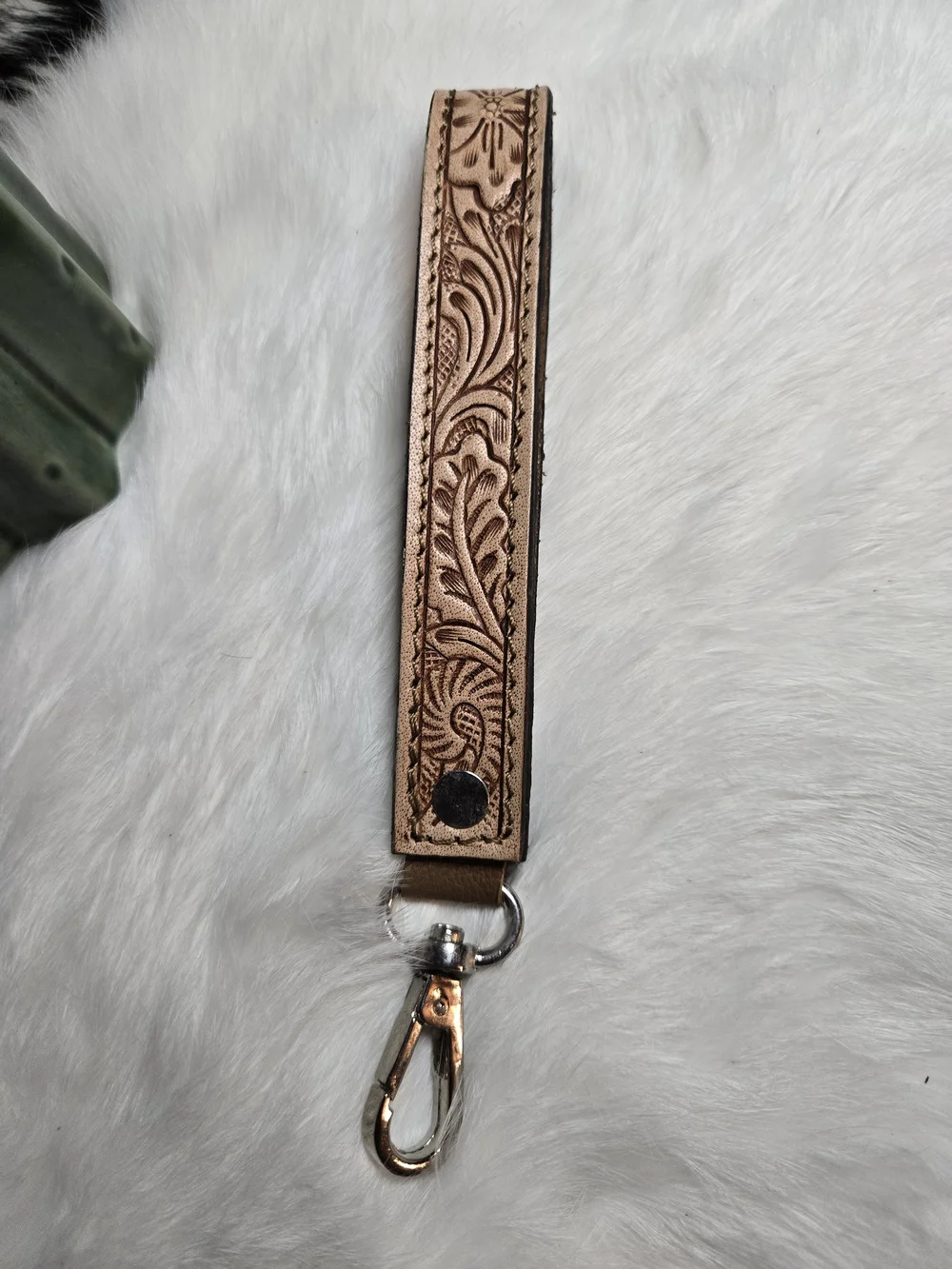 Tooled Leather Key Fob Wristlet - Tan NWOT